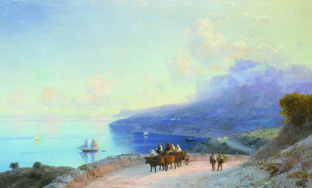 sea coast crimean coast near ai petri 1890 Romantic Ivan Aivazovsky Russian Oil Paintings